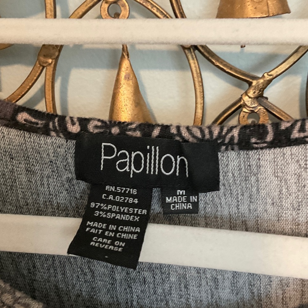 Papillon Black, Gray and Purple 3/4 Sleeve Sweater Dress - Picture 2 of 3